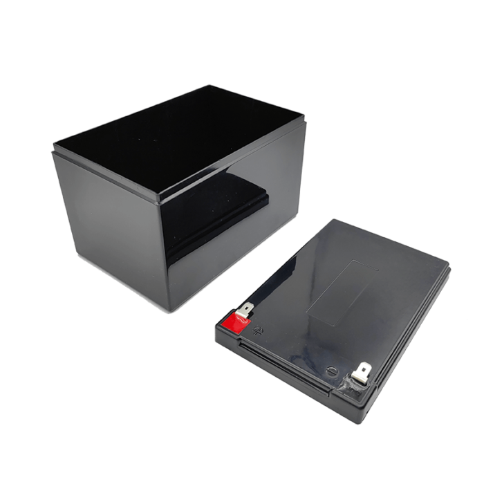 Empty 12V 12AH battery box black cover inside