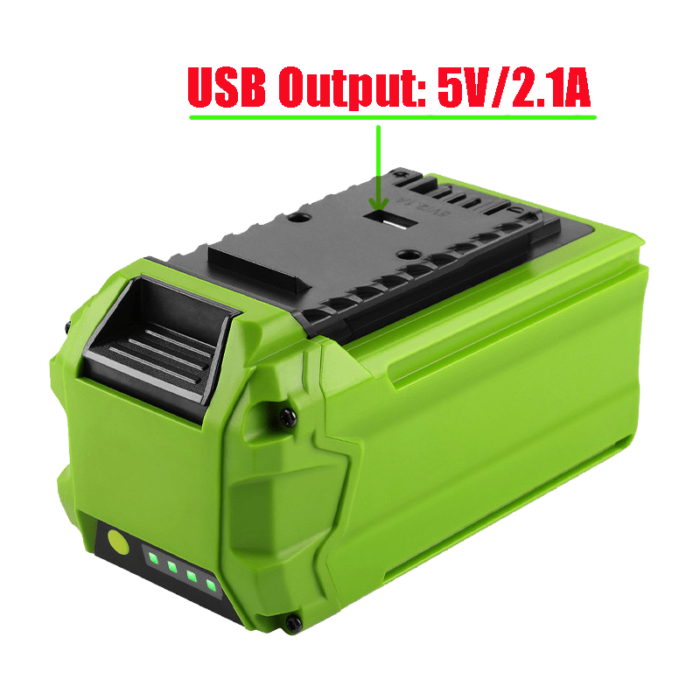 greenworks 40V battery box USB output