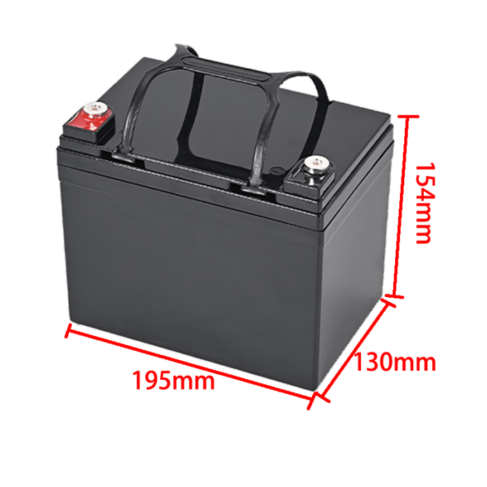 12v 33ah empty battery box black size
